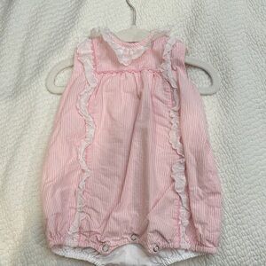 Pink Striped Ruffled Kids One Piece